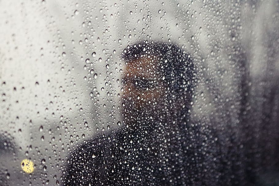 water droplets, glass panel, Rainy, Day, Man, Blur, Window, rain, rainy ...