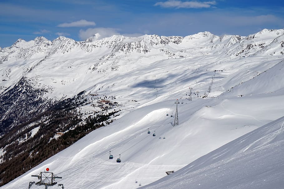 snow, winter, mountain, coldly, sports, nature, mountain peak, ski slope, ski resort, track