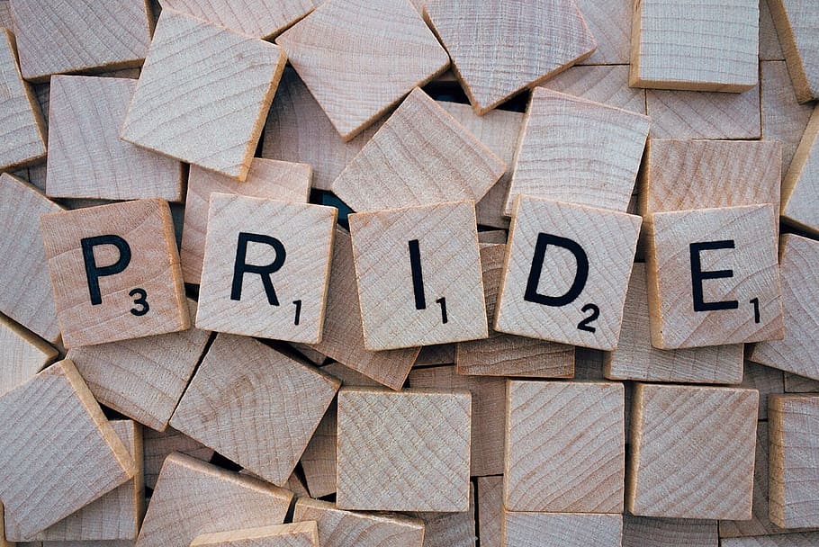 pride text scrabble, pride, word, letters, scrabble, large group of objects, text, wood - material, abundance, indoors