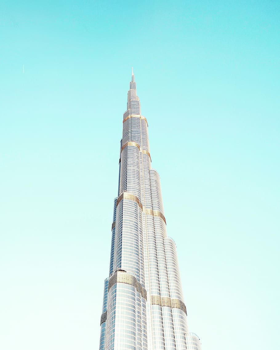 gris, rascacielos, fotografía de edificios, fotografía, arquitectura, torre, Emiratos Árabes Unidos, Estructura construida, lugar famoso, Exterior del edificio