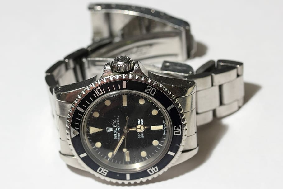 Relógio, Rolex, Oyster, Perpetual, submarinista, 1978, mergulho, impermeável, aço, natação