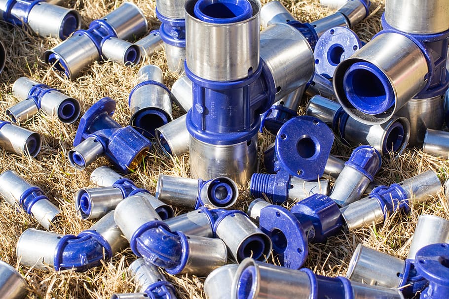 fittings, plumbing, connection, connector, pressed, fitting, grass, elements, metallic, chrome