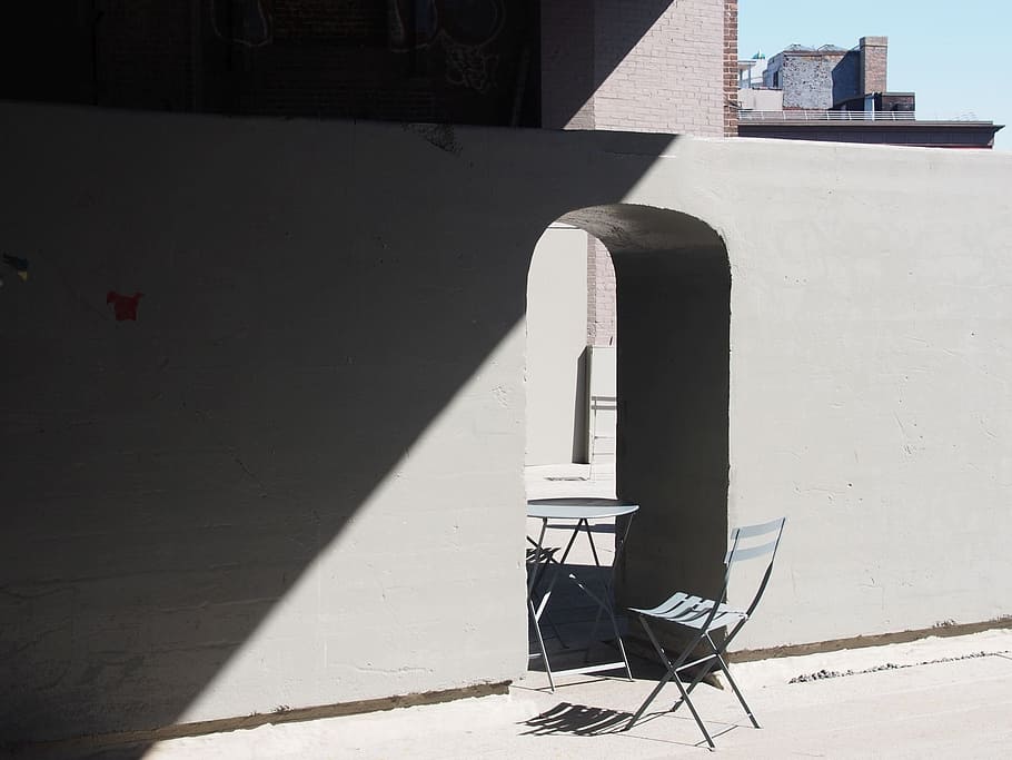 chair, architecture, loneliness, shadow, sunlight, structure, day, building nature |