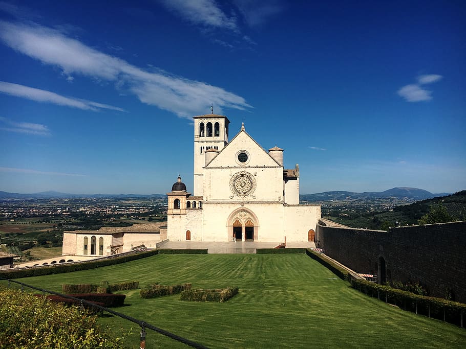 assisi, view, panorama, italy, monuments, church, temple, sky, built structure, architecture