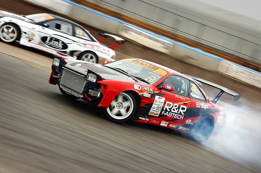 red, white, racing, cars, nissan sx, drift, car, race, fast, speed