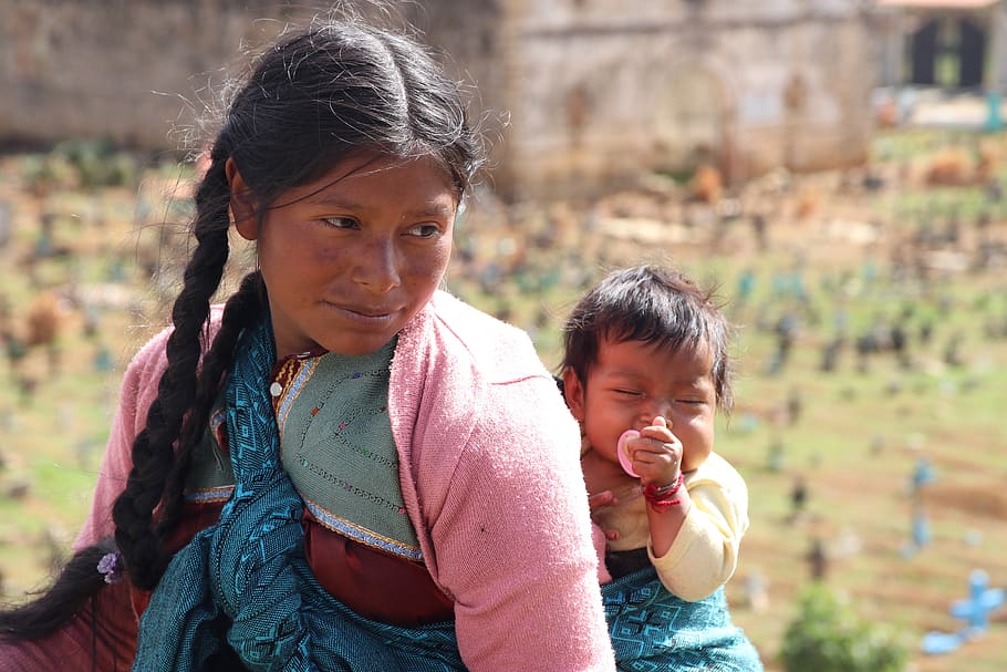 Guatemala, ibu dan anak, rasa aman, bayi, wanita, anak, ibu, bersama, masa kecil, gadis