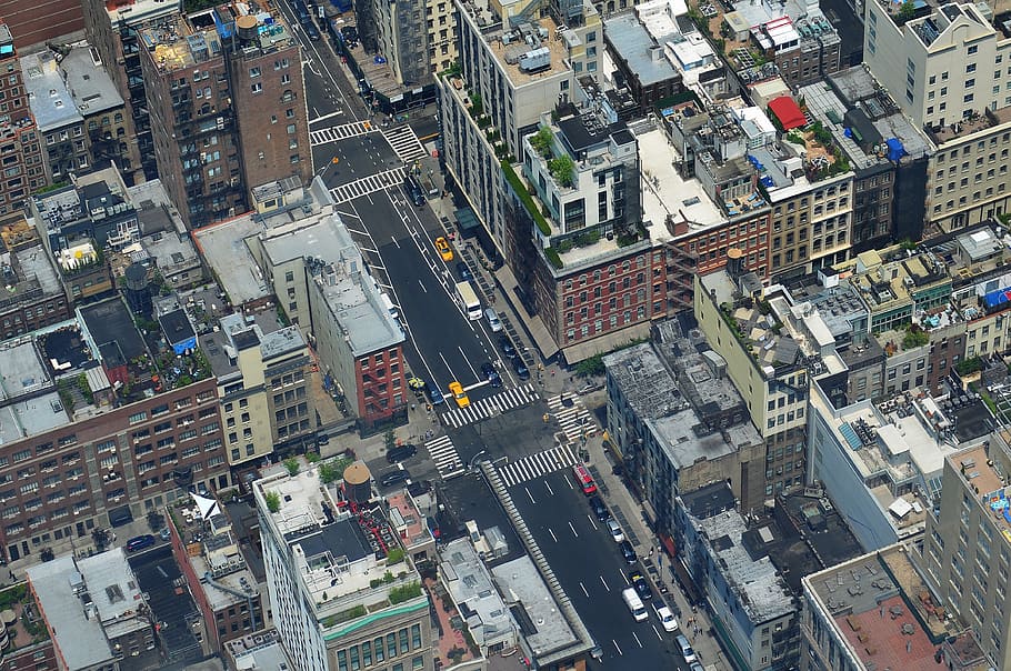Antena, fotografía, ciudad, paisaje urbano, Nueva York, carretera, edificios, arquitectura, Manhattan, nuevo