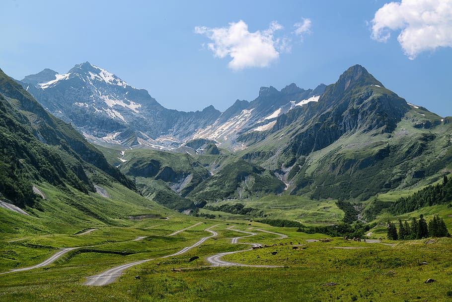 montañas verdes, montañas, suiza, vista, montaña, pintorescos - naturaleza, medio ambiente, cordillera, paisaje, belleza en la naturaleza