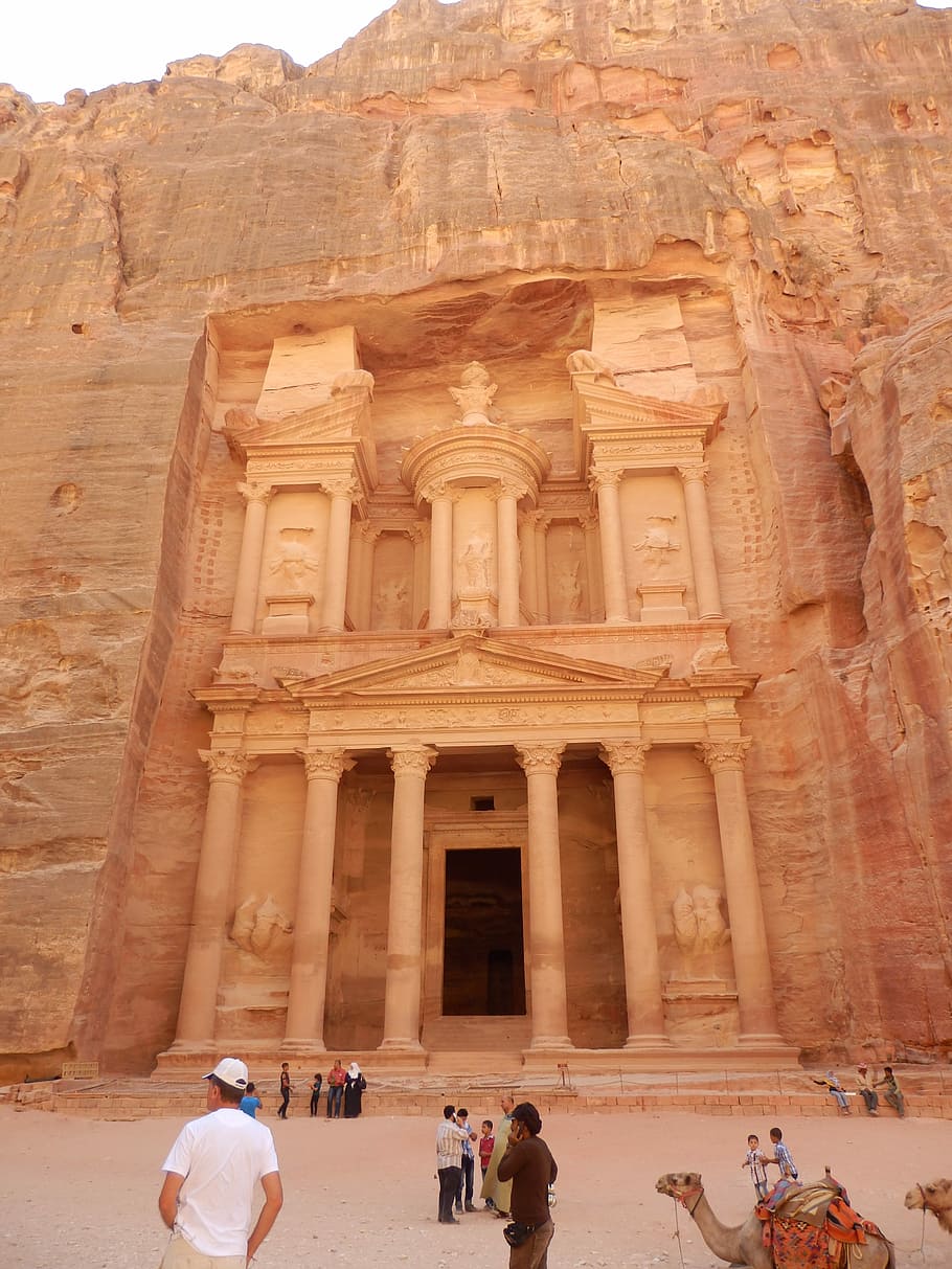 Petra, Gurun, Yordania, Reruntuhan, tujuan perjalanan, arsitektur, pariwisata, struktur buatan, kehancuran tua, perjalanan