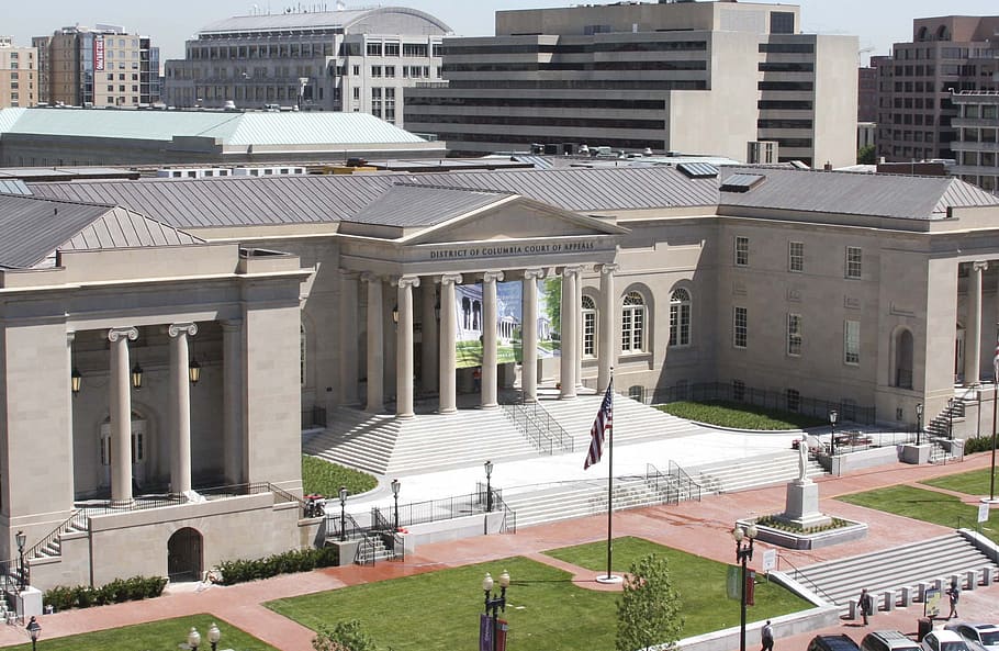 historic courthouse, judiciary square, dc court of appeals, architecture, built structure, building exterior, incidental people, city, day, high angle view