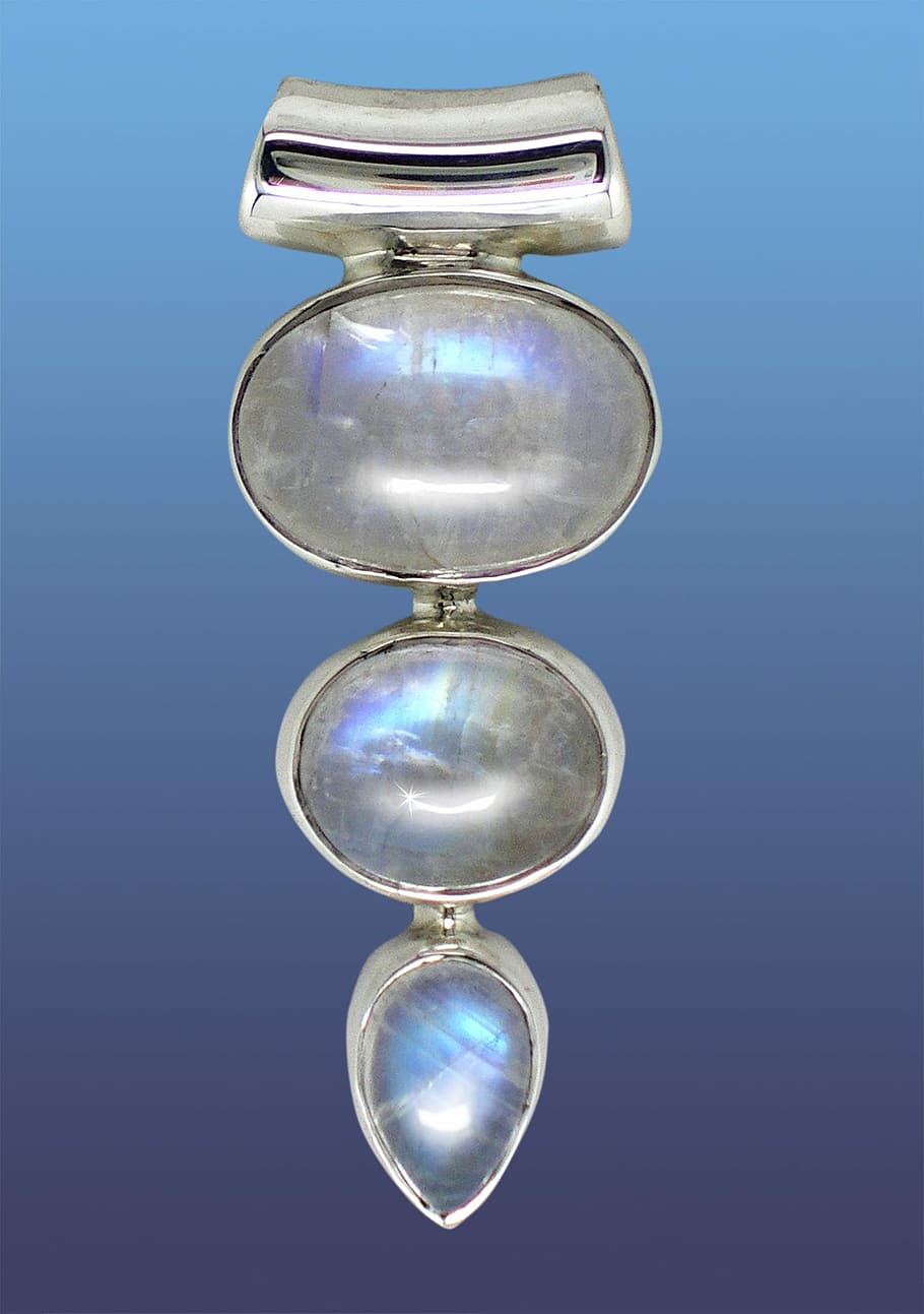 silver-colored bracelet, Moonstone, Ground, Jewellery, Trailers, adulareszenz, a bluish, white, shimmer, silver
