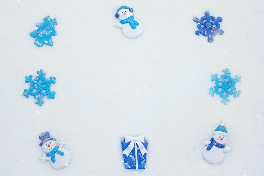 eight, blue, white, snowflakes, snowman christmas decor, border, winter border, snow, snowmen, edge