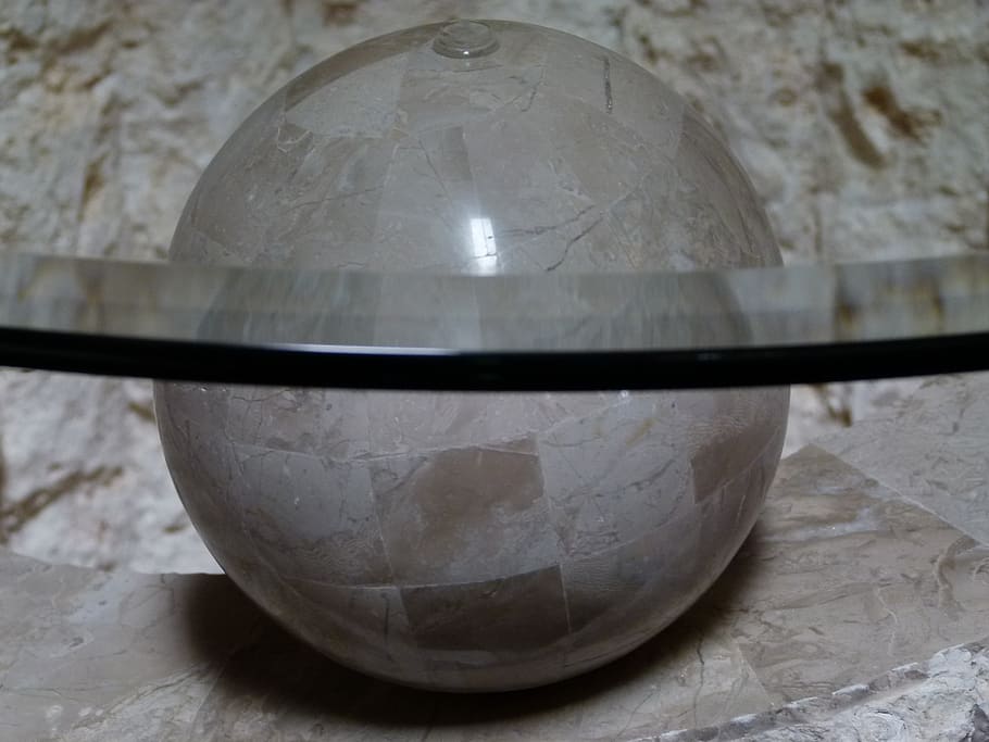 glass, counter top, stone, globe, close-up, table, furniture, dining room, indoors, metal