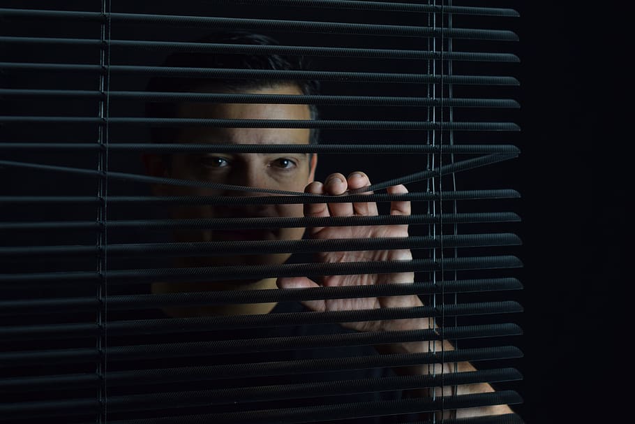 shut in, taken, jailed, sad, solitaire, shutters, portrait, looking at camera, one person, indoors