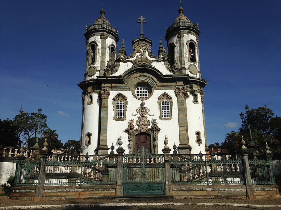 Gereja, Baroque, Brasil, Kota Tua, minas, tua, batu, sejarah, arsitektur, pelancong
