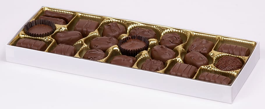 chocolates with box, Chocolates, Pralines, Box, Sweet, Candy, gift, treat, snack, confection