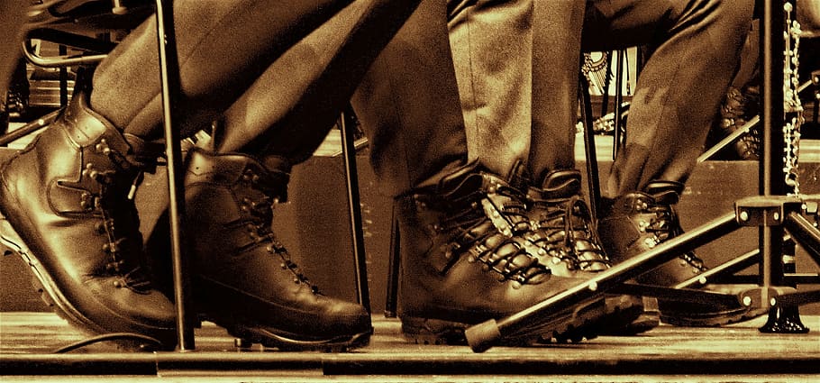 shoes, mountain shoe, mountain boots, hiking shoes, bundeswehr, gebirgsjäger, shoelace, uniform, sole, leather