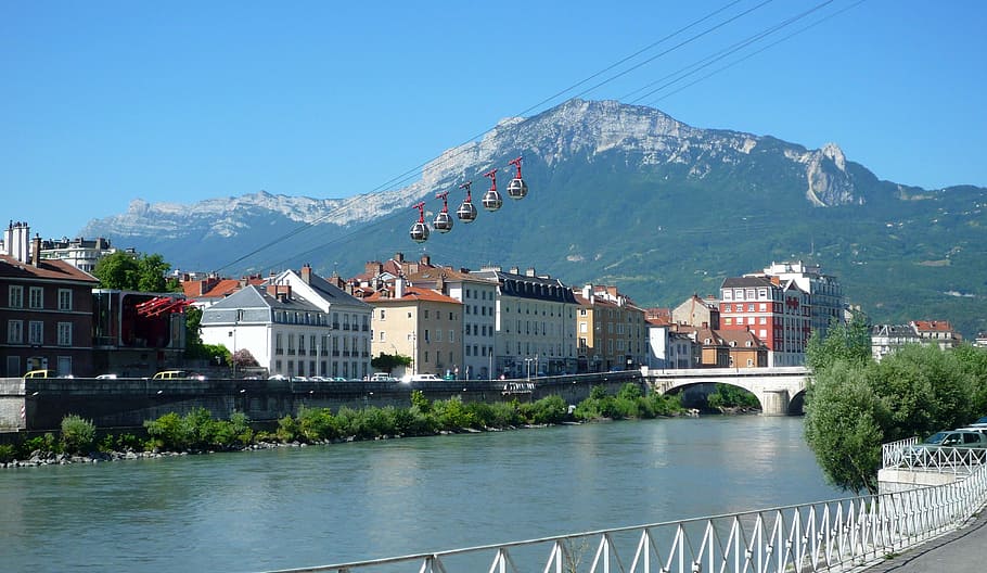 lower, station, landscape, mountains, lakes, Lower station, Grenoble, France, photos, lake