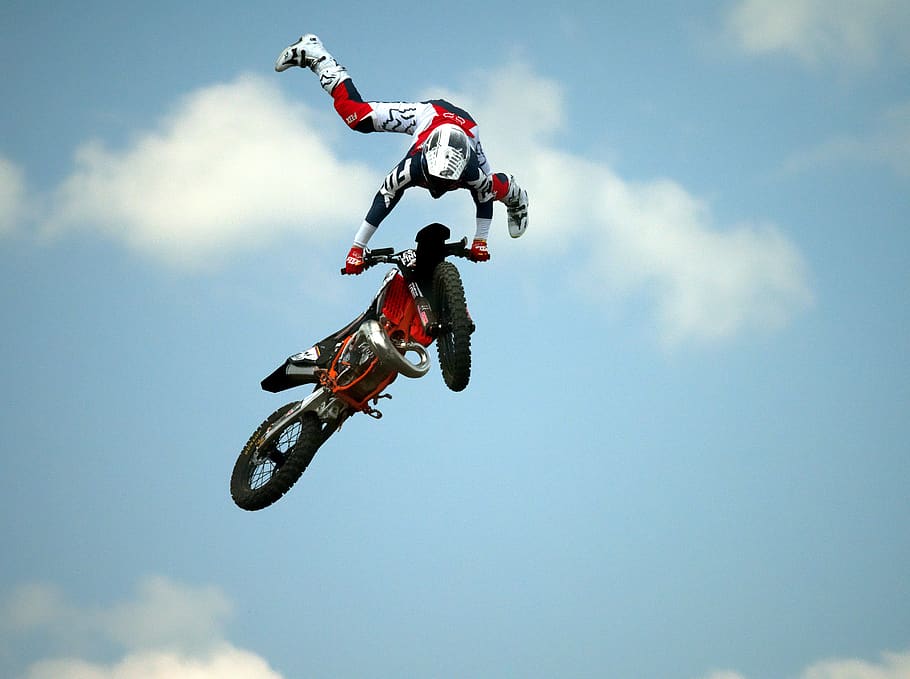 motocicleta, motocross, prueba, extremo, estilo, exposición, espectáculo, paseo, deporte, salto