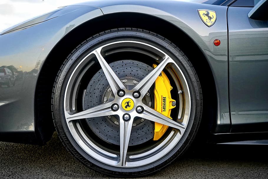 Ferrari, rueda, aleación, coche, vehículo, automóvil, velocidad, estilo, clásico, lujo
