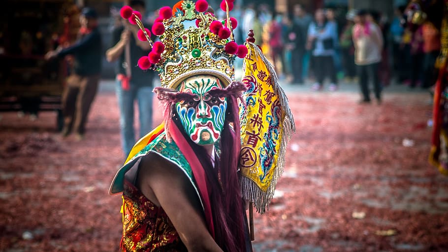 person, wearing, festival mask, Temple, Taiwan, Taoism, Clairvoyance, fair, god, eight whole new ball game - Pxfuel