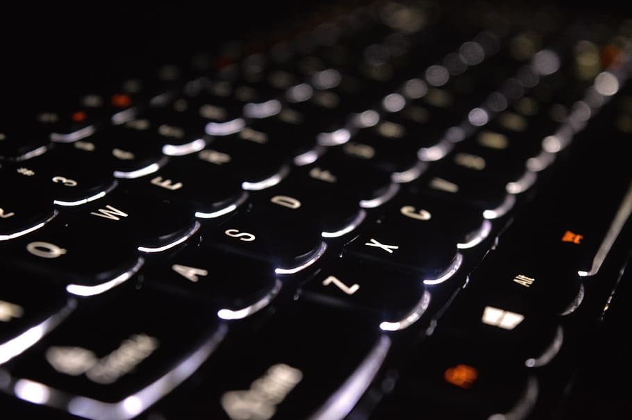 black computer keyboard, keyboard, computer, windows, computer keyboard, technology, communication, equipment, button, laptop