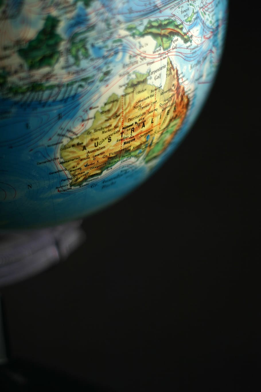 selective, focus photography, globe, focused, australia, continents, earth, world, globalization, global