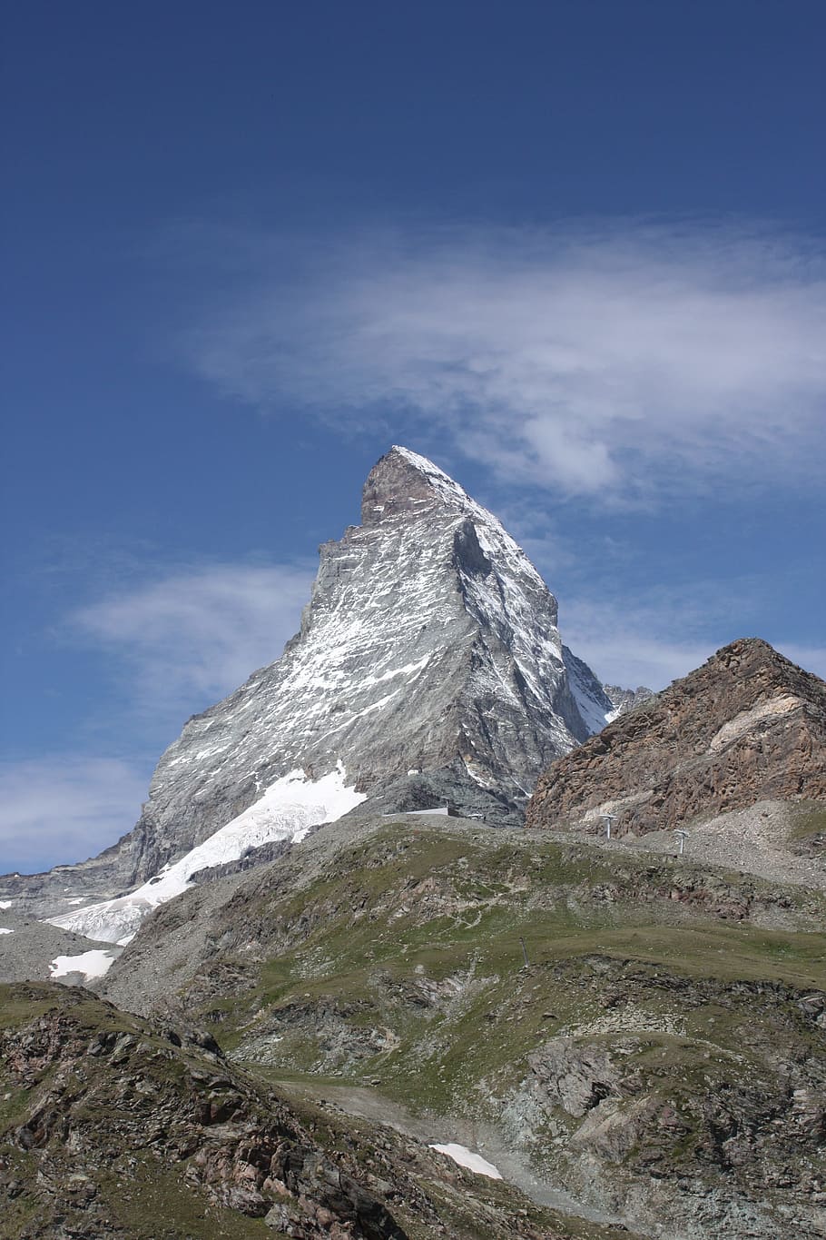 matterhorn, zermatt, switzerland, landmark, mountain, sky, scenics - nature, beauty in nature, cloud - sky, landscape