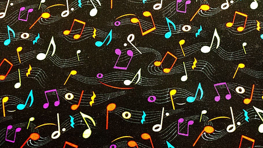 assorted-color, musical, notes wallpaper, fabric, cloth, textile, clothing, pattern, design, material