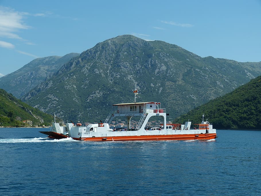kotor, montenegro, balkan, mediterranean, landscape, ferry, holiday, shipping, transport, ship traffic