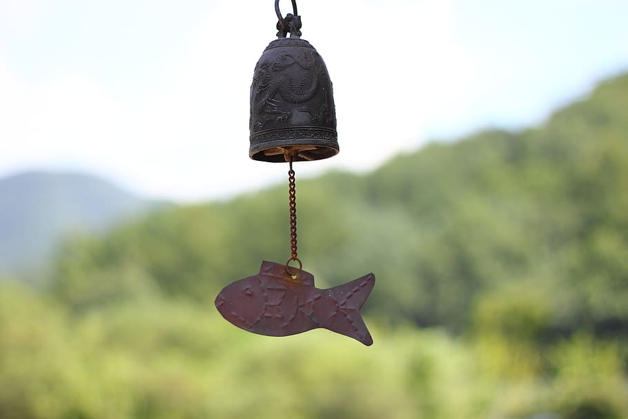 Bell, Landscape, Species, Nature, section, wind, temple, hanging, focus on foreground, day