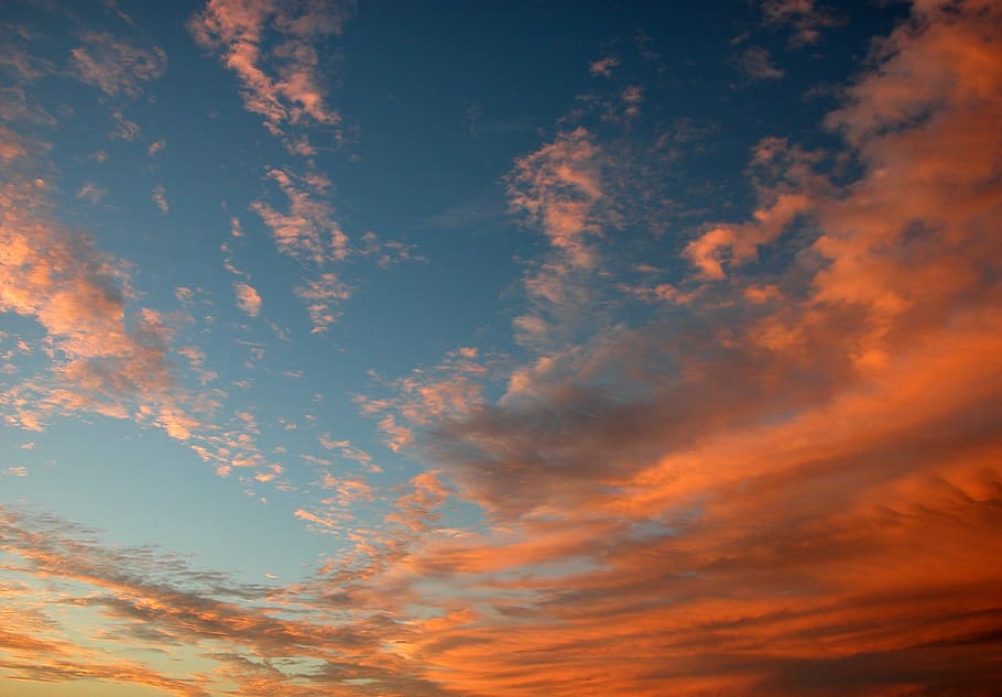 sunset, clouds, blue sky, sky, cloud - sky, beauty in nature, low angle view, tranquility, scenics - nature, nature