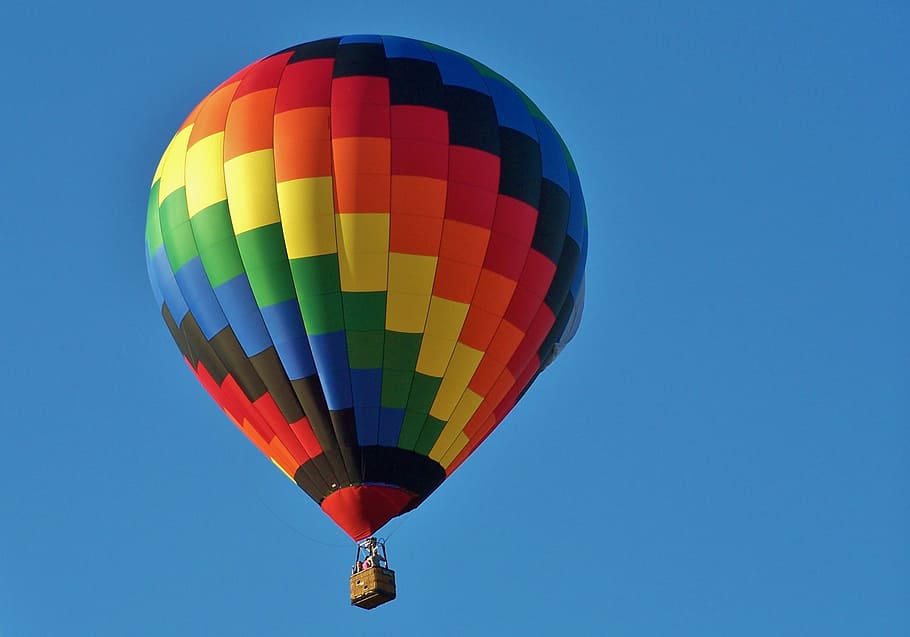 beraneka warna, panas, balon udara, biru, langit, balon udara panas, festival, kesenangan, pesawat, kuning