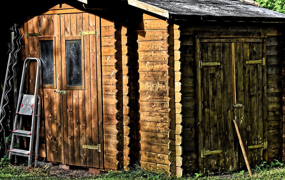 garden shed, hut, wood, tool shed, garden, scenic, log cabin, head, built structure, architecture