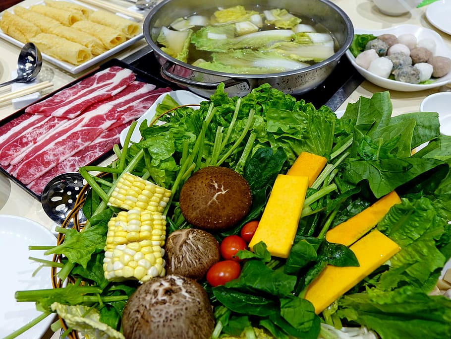Steamboat, Vegetables, Meat, Soup, seafood, delicious, restaurant, tofu, pot, hot