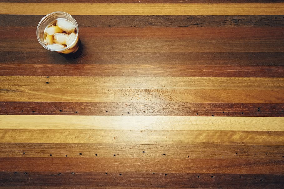 wood, table, plastic, cup, ice, drink, beverage, wood - material, food and drink, indoors