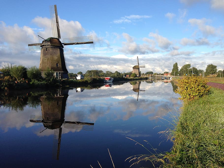 Windmill, Alkmaar, Holland, Dutch, Mill, dutch, mill, netherlands, sky, outdoors, cloud - sky