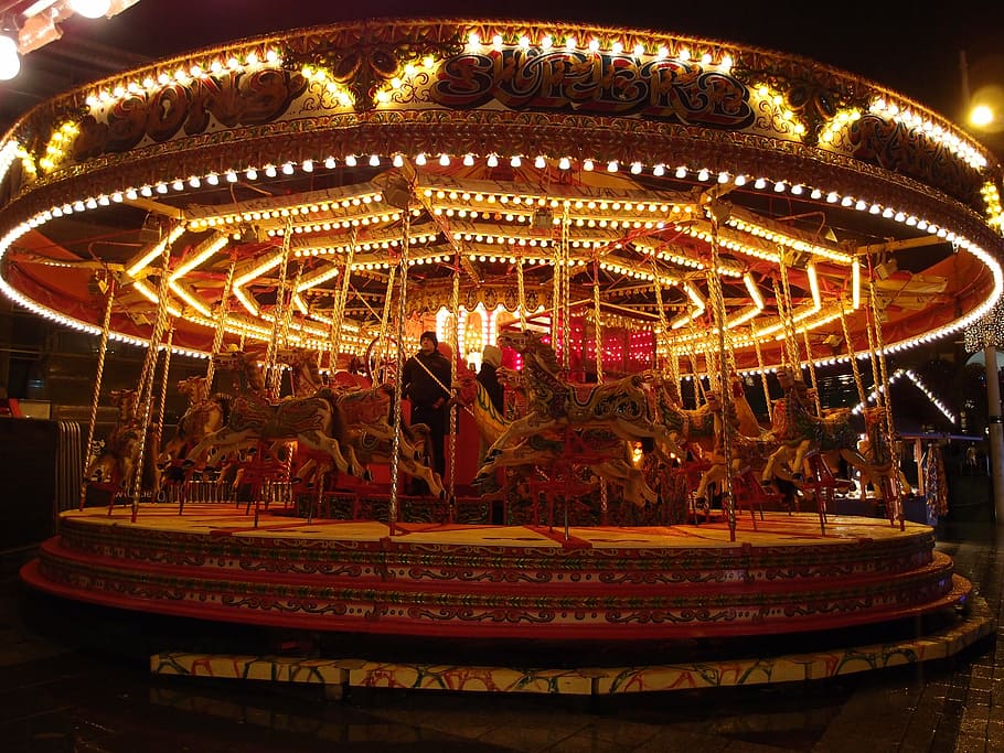 carousel, for joy, nice, night view, amusement Park Ride, amusement Park, traveling Carnival, fun, night, merry-Go-Round