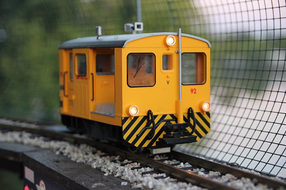 blur, close-up, color, colour, engine, miniature, railway, toy, track, train