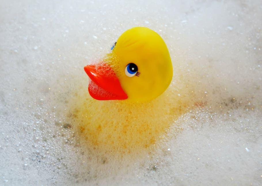 yellow, rubber duckling, water, soap, swim, duck, bath accessories, bill, rubber duck, play