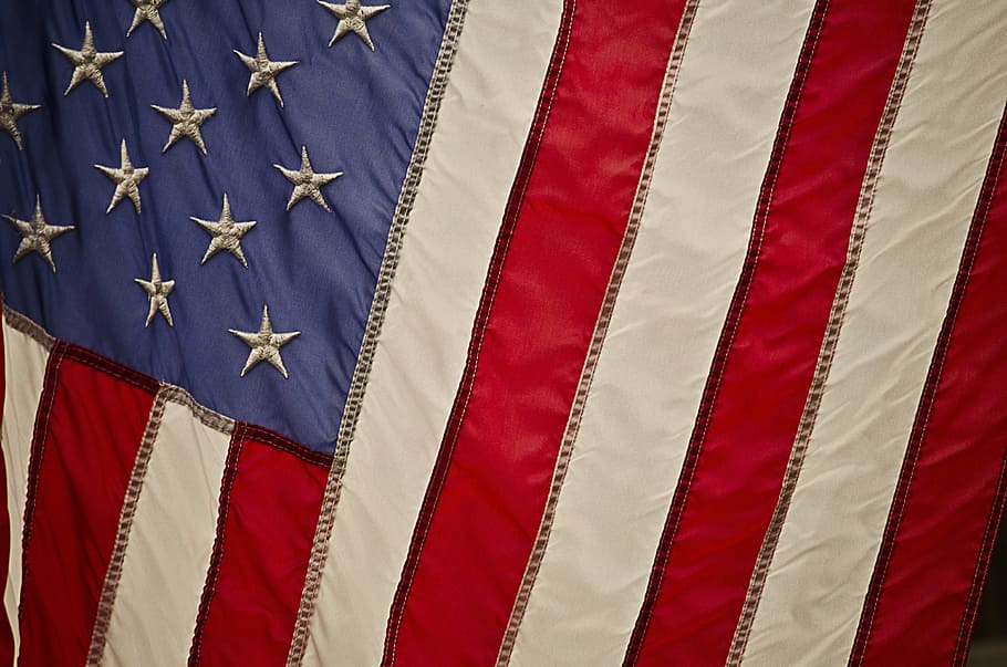 미국 국기, 미국, 깃발, 성조기, 상징, 줄무늬, 별, 흰색, 파랑, 빨강 흰색과 파랑