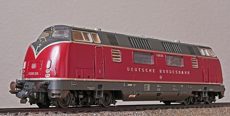 diesel locomotive, v 200, classic, 1950s, economic miracle, model, scale h0, deutsche bundesbahn, db, model railway