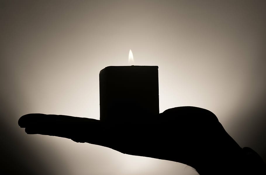 person, holding, lighted, candle, meditation, hand, keep, heat, confidence, rest