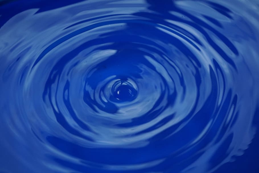 Água, onda, superfície, água, azul, concêntrico, ondulado, círculo, gota, agua