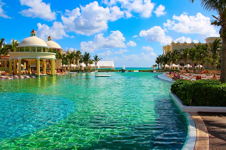 people on pool, mexico, hotel, iberostar grand paraiso, pool, riviera maya, tropics, caribs, rotunda, pool bar
