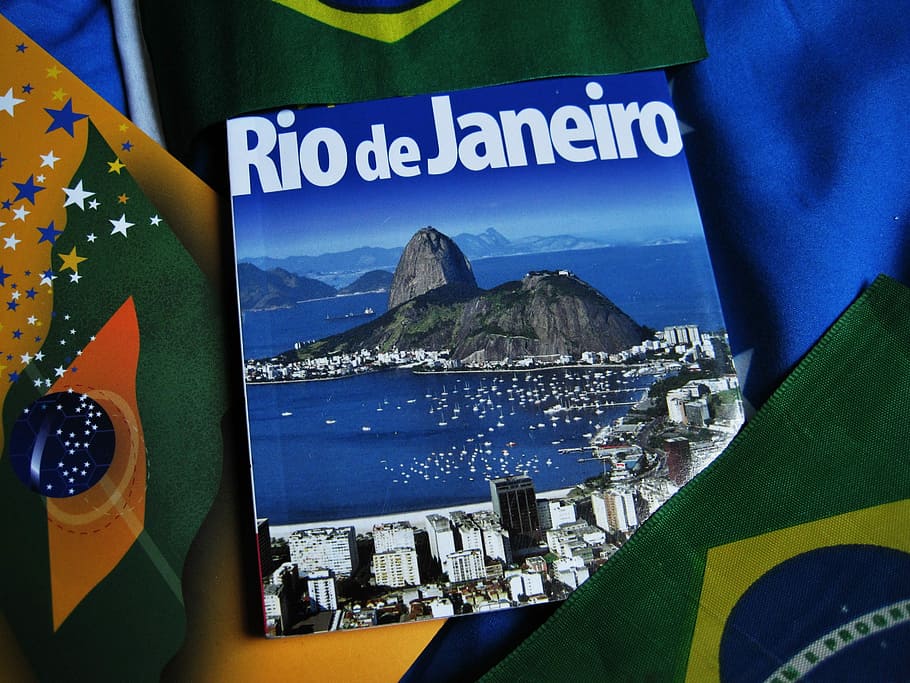 rio, de, poster janeiro, Rio De Janeiro, Panduan Perjalanan, Liburan, sugarloaf, biru, brasil, bendera