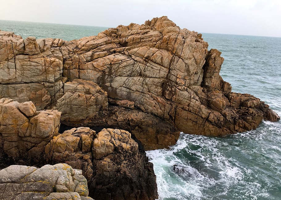 mar, rock, océano, naturaleza, lado, apuntalar, piedras, escénico, cielo, agua