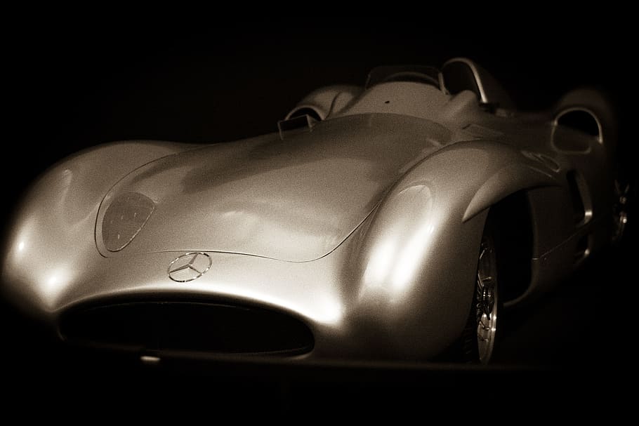 w, 196, supercars, Mercedes-Benz, Supercars, mercedes-benz w 196, sports car, car, black background, front view, night