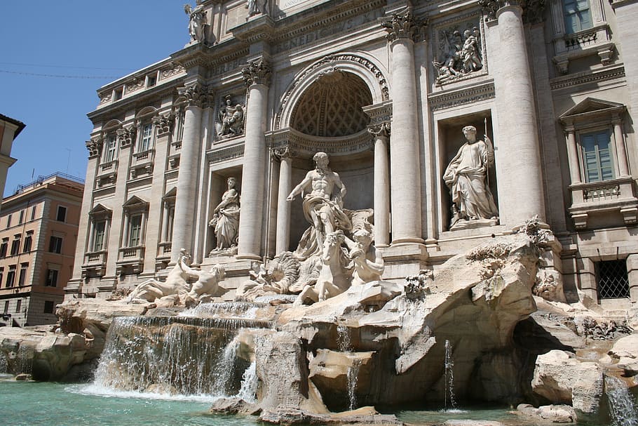 roma, eropa, patung, fontana di trevi, air mancur, air mancur trevi, piazza di Trevi, roma - Italia, arsitektur, italia