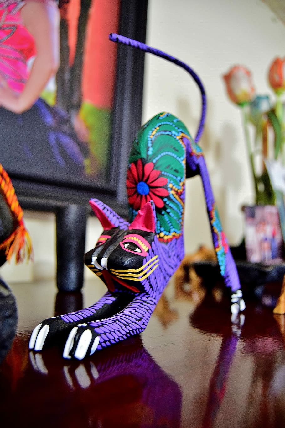 Kerajinan tangan, Meksiko, Figurine, Oaxaca, kerajinan Meksiko, tradisional, dekoratif, budaya, kucing, budaya seni dan hiburan
